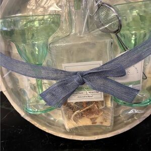 Elegant Green Margarita Glass Set with Mixer